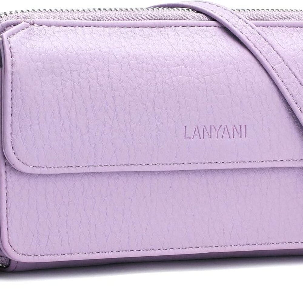 RFID Crossbody Wallet Wristlet Purse with Phone Pocket For Women Vegan Leather